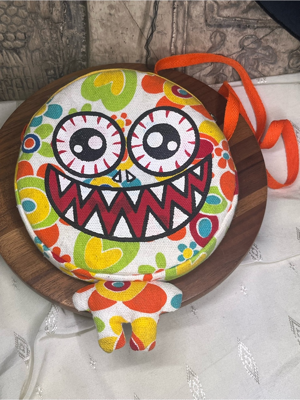 Round Canvas Scary Factory Small Bag Monster Purse 6” Horror Haunt Collectible